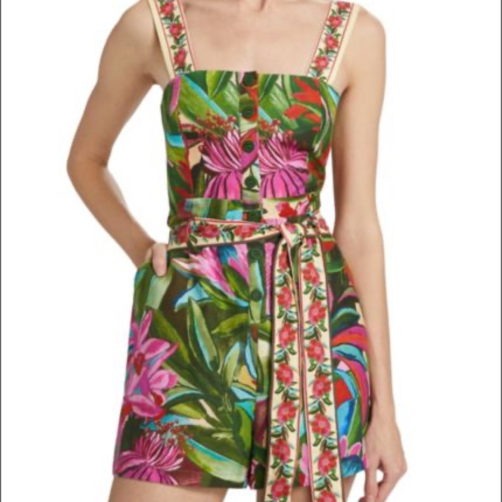 FARM RIO Jardin De Reve Floral Tie-Waist Romper